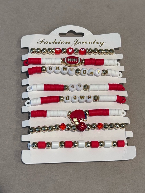 49Ers Jewelry - 49ers Fashion Jewelry Women's Red and White Game Day Bracelet Set